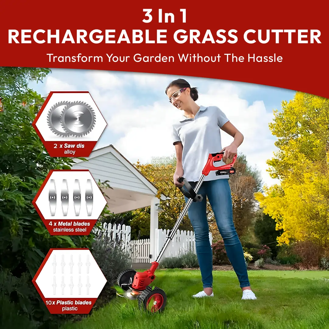 48V Rechargeable Cordless Grass Cutter – Powerful Lawn & Garden Trimmer